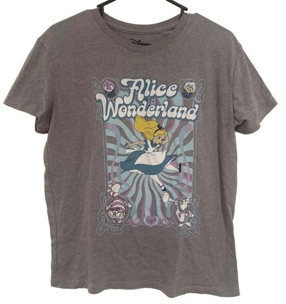Disney Alice In Wonderland Graphic T-Shirt Size S Gray
